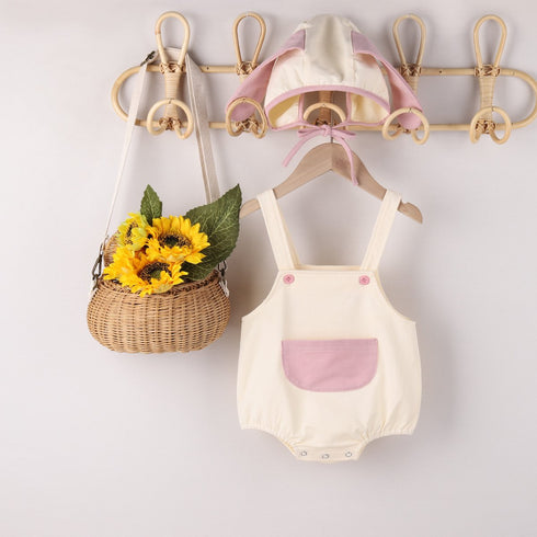 Summer condole belt baby jumpsuit solid color baby triangle halter pants sleeveless fart bag